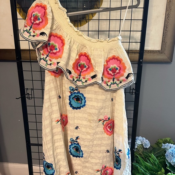 Anthropologie Pink and Blue Asymmetrical Sundress - Picture 5 of 12